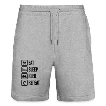 Eat sleep motor sled / snowmobile repeat - Stanley/Stella Unisex Bio Joggingshorts Trainer  - Grau meliert - Vorne - Nik (191cm) & Marisol (170cm)