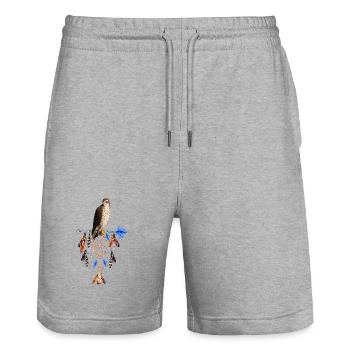 falke traum mystik traumfänger - Stanley/Stella Unisex Bio Joggingshorts Trainer  - Grau meliert - Vorne - Nik (191cm) & Marisol (170cm)