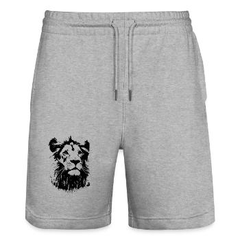 Lion - Stanley/Stella Trainer Unisex Organic Jogging Shorts - heather grey - Front - Nik (191cm) & Marisol (170cm)