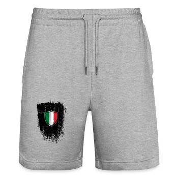 Distressed Italian Flag Shield - Stanley/Stella Trainer Unisex Organic Jogging Shorts - heather grey - Front - Nik (191cm) & Marisol (170cm)