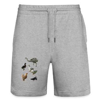 Volaille - Short de jogging bio TRAINER Stanley/Stella unisexe - gris chiné - Devant - Nik (191cm) & Marisol (170cm)