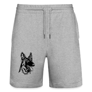 Hollandse Herder Kopf - Stanley/Stella Unisex Bio Joggingshorts Trainer  - Grau meliert - Vorne - Nik (191cm) & Marisol (170cm)