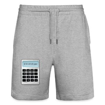 Je te calcule pas humour math matheux calculette - Short de jogging bio TRAINER Stanley/Stella unisexe - gris chiné - Devant - Nik (191cm) & Marisol (170cm)