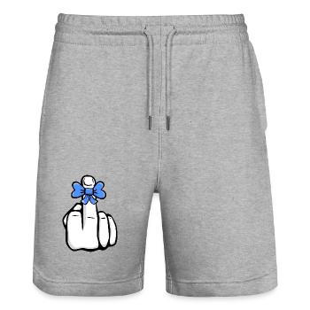 Fuck You! Middle finger! Bow cute cool icon - Stanley/Stella Trainer Unisex Organic Jogging Shorts - heather grey - Front - Nik (191cm) & Marisol (170cm)