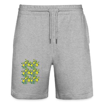 citron - Short de jogging bio TRAINER Stanley/Stella unisexe - gris chiné - Devant - Nik (191cm) & Marisol (170cm)