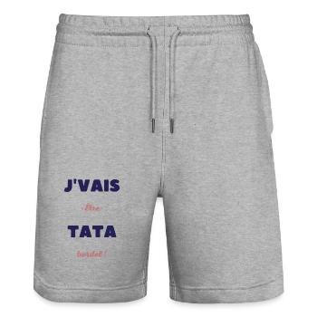 Je vais être tata bordel - Short de jogging bio TRAINER Stanley/Stella unisexe - gris chiné - Devant - Nik (191cm) & Marisol (170cm)