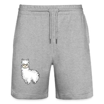 Alpaca Symbol Animal Sheep Illustration icon Graphic - Stanley/Stella Trainer Unisex Organic Jogging Shorts - heather grey - Front - Nik (191cm) & Marisol (170cm)