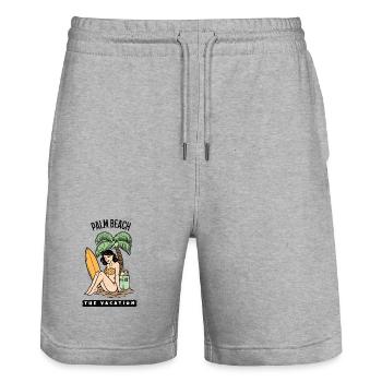 Palm Beach pin up - Stanley/Stella Unisex Bio Joggingshorts Trainer  - Grau meliert - Vorne - Nik (191cm) & Marisol (170cm)