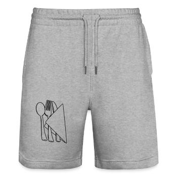 Couverts dans la serviette - Short de jogging bio TRAINER Stanley/Stella unisexe - gris chiné - Devant - Nik (191cm) & Marisol (170cm)