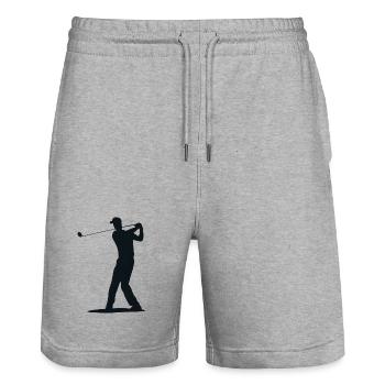 Golfer Abschlag Silhouette - Herren Design - Stanley/Stella Unisex Bio Joggingshorts Trainer  - Grau meliert - Vorne - Nik (191cm) & Marisol (170cm)
