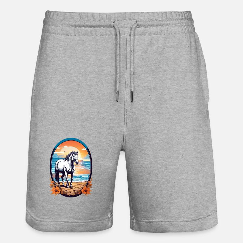 Cheval sur la plage - Short de jogging bio TRAINER Stanley/Stella unisexe - gris chiné