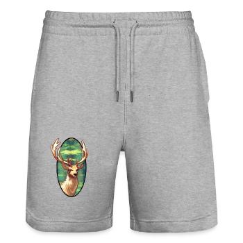Junger Hirsch - Stanley/Stella Unisex Bio Joggingshorts Trainer  - Grau meliert - Vorne - Nik (191cm) & Marisol (170cm)