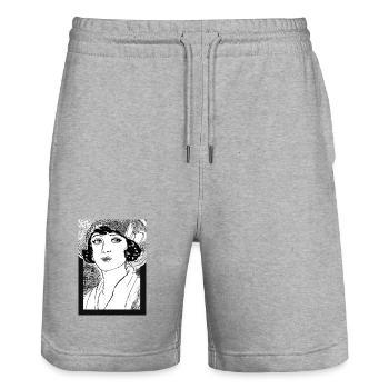 Lady Noir Portrait (Schwarz & Weiß) - Stanley/Stella Unisex Bio Joggingshorts Trainer  - Grau meliert - Vorne - Nik (191cm) & Marisol (170cm)