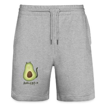 Avo-Cat-o – Lustiges Wortspiel-Design 🥑🐱 - Stanley/Stella Unisex Bio Joggingshorts Trainer  - Grau meliert - Vorne - Nik (191cm) & Marisol (170cm)
