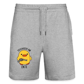 Psychisch am Ente - Stanley/Stella Unisex Bio Joggingshorts Trainer  - Grau meliert - Vorne - Nik (191cm) & Marisol (170cm)