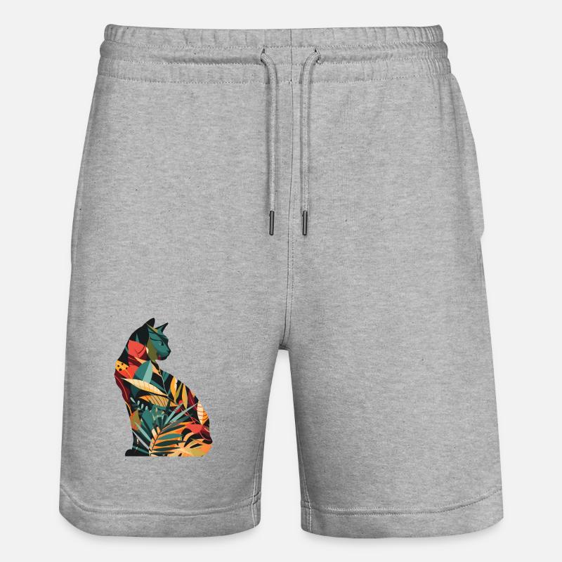 Silhouette de chat Look rétro - Short de jogging bio TRAINER Stanley/Stella unisexe - gris chiné