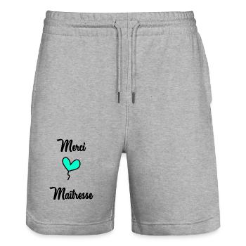 VIELEN DANK. DANKE. VIELEN DANK. JAHRESTAG. GEBURT. - Stanley/Stella Unisex Bio Joggingshorts Trainer  - Grau meliert - Vorne - Nik (191cm) & Marisol (170cm)