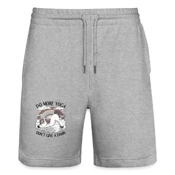Do More Yoga – Don't Give a Damn - Stanley/Stella Trainer Unisex Organic Jogging Shorts - heather grey - Front - Nik (191cm) & Marisol (170cm)