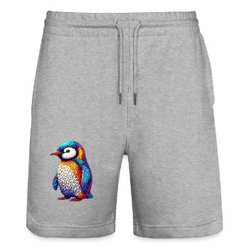 Pingouin - Short de jogging bio TRAINER Stanley/Stella unisexe - gris chiné - Devant - Nik (191cm) & Marisol (170cm)