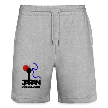 Japan goes Dusseldorf - Stanley/Stella Trainer Unisex Organic Jogging Shorts - heather grey - Front - Nik (191cm) & Marisol (170cm)