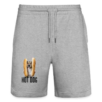 Hot dog - Stanley/Stella Trainer Unisex Organic Jogging Shorts - heather grey - Front - Nik (191cm) & Marisol (170cm)