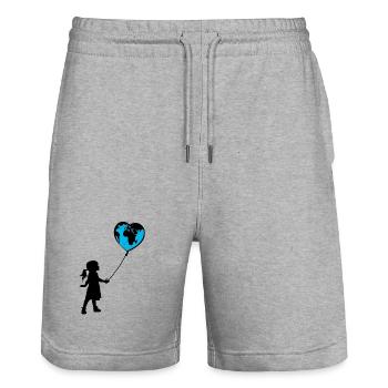 Planet Erde - Stanley/Stella Unisex Bio Joggingshorts Trainer  - Grau meliert - Vorne - Nik (191cm) & Marisol (170cm)