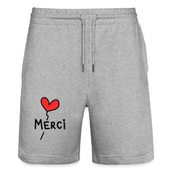 THANK YOU. MISTRESS. MASTER. THANK YOU MISTRESS - Stanley/Stella Trainer Unisex Organic Jogging Shorts - heather grey - Front - Nik (191cm) & Marisol (170cm)