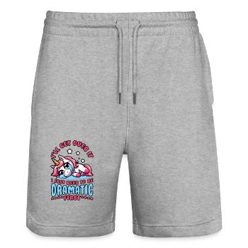 Faules weinendes Einhorn: Ich muss nur dramatisch sein - Stanley/Stella Unisex Bio Joggingshorts Trainer  - Grau meliert - Vorne - Nik (191cm) & Marisol (170cm)