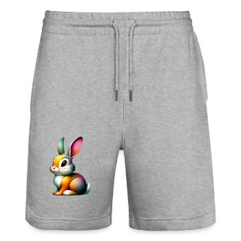 Kaninchen - Stanley/Stella Unisex Bio Joggingshorts Trainer  - Grau meliert - Vorne - Nik (191cm) & Marisol (170cm)