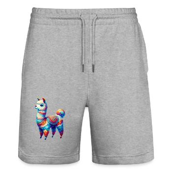 Alpaca - Stanley/Stella Trainer Unisex Organic Jogging Shorts - heather grey - Front - Nik (191cm) & Marisol (170cm)