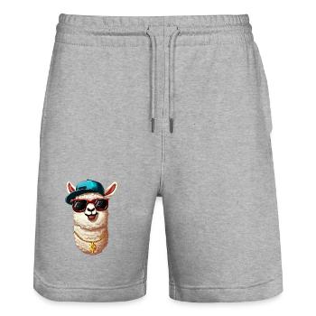 Alpaca - Stanley/Stella Trainer Unisex Organic Jogging Shorts - heather grey - Front - Nik (191cm) & Marisol (170cm)