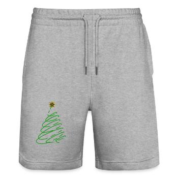 Weihnachtsbaum Spirale mit Stern - Stanley/Stella Unisex Bio Joggingshorts Trainer  - Grau meliert - Vorne - Nik (191cm) & Marisol (170cm)