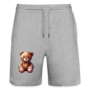 Orso Orsacchiotto Ours en peluche - Short de jogging bio TRAINER Stanley/Stella unisexe - gris chiné - Devant - Nik (191cm) & Marisol (170cm)