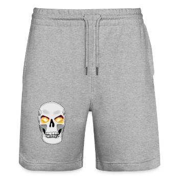 Skull with candle - Stanley/Stella Trainer Unisex Organic Jogging Shorts - heather grey - Front - Nik (191cm) & Marisol (170cm)