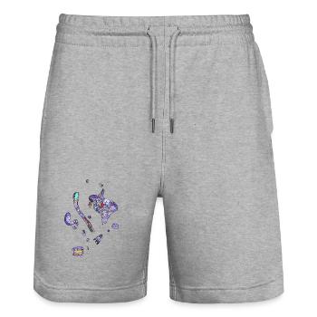 Des spots colorés - Short de jogging bio TRAINER Stanley/Stella unisexe - gris chiné - Devant - Nik (191cm) & Marisol (170cm)