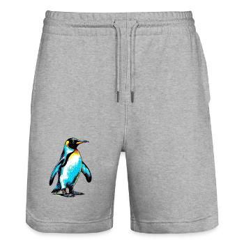 Pinguin - Stanley/Stella Unisex Bio Joggingshorts Trainer  - Grau meliert - Vorne - Nik (191cm) & Marisol (170cm)
