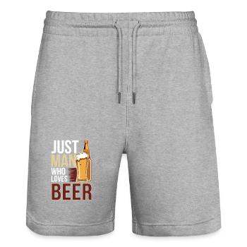 Just Man Who Loves Beer - Stanley/Stella Unisex Bio Joggingshorts Trainer  - Grau meliert - Vorne - Nik (191cm) & Marisol (170cm)
