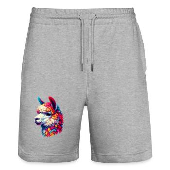 Alpaga - Short de jogging bio TRAINER Stanley/Stella unisexe - gris chiné - Devant - Nik (191cm) & Marisol (170cm)