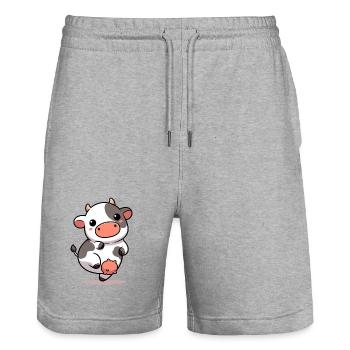 Vache - Short de jogging bio TRAINER Stanley/Stella unisexe - gris chiné - Devant - Nik (191cm) & Marisol (170cm)