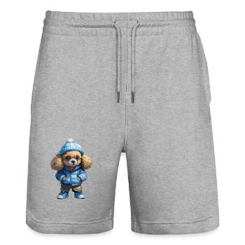 Pudel Herbst Winter Outfit - Stanley/Stella Unisex Bio Joggingshorts Trainer  - Grau meliert - Vorne - Nik (191cm) & Marisol (170cm)