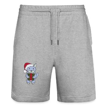 Ein Geschenk vom Weihnachtsmann - Stanley/Stella Unisex Bio Joggingshorts Trainer  - Grau meliert - Vorne - Nik (191cm) & Marisol (170cm)