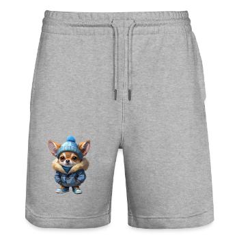 Chihuahua Winter Outfit - Stanley/Stella Unisex Bio Joggingshorts Trainer  - Grau meliert - Vorne - Nik (191cm) & Marisol (170cm)