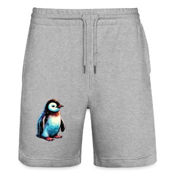 Pingouin - Short de jogging bio TRAINER Stanley/Stella unisexe - gris chiné - Devant - Nik (191cm) & Marisol (170cm)