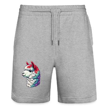 Alpaca - Stanley/Stella Trainer Unisex Organic Jogging Shorts - heather grey - Front - Nik (191cm) & Marisol (170cm)