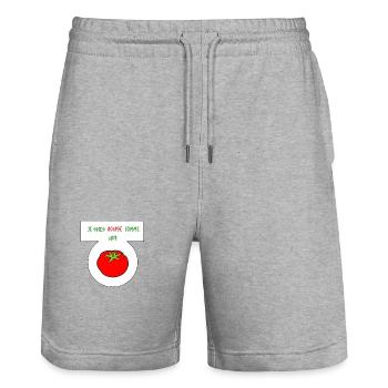 Rouge comme une tomate - Short de jogging bio TRAINER Stanley/Stella unisexe - gris chiné - Devant - Nik (191cm) & Marisol (170cm)