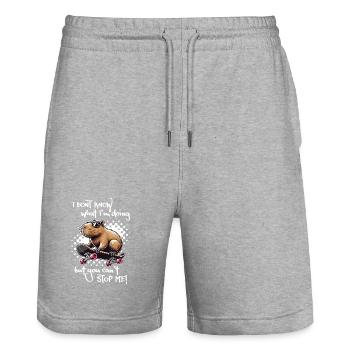 I don't know what I'm doing - Capybara Skateboard - Stanley/Stella Trainer Unisex Organic Jogging Shorts - heather grey - Front - Nik (191cm) & Marisol (170cm)