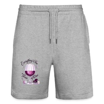 Wine enthusiasts - Stanley/Stella Trainer Unisex Organic Jogging Shorts - heather grey - Front - Nik (191cm) & Marisol (170cm)