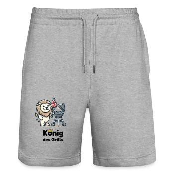 Löwe am Grill mit Krone - Stanley/Stella Unisex Bio Joggingshorts Trainer  - Grau meliert - Vorne - Nik (191cm) & Marisol (170cm)