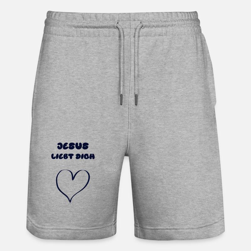 JÉSUS T’AIME de cœur - Short de jogging bio TRAINER Stanley/Stella unisexe - gris chiné