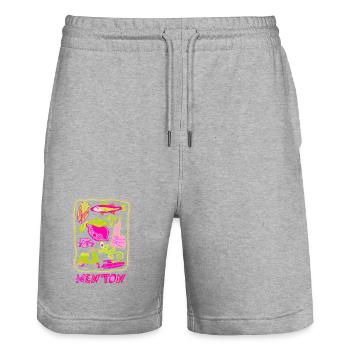 Chin Pop art - Summer Colorful Illustration - Stanley/Stella Trainer Unisex Organic Jogging Shorts - heather grey - Front - Nik (191cm) & Marisol (170cm)